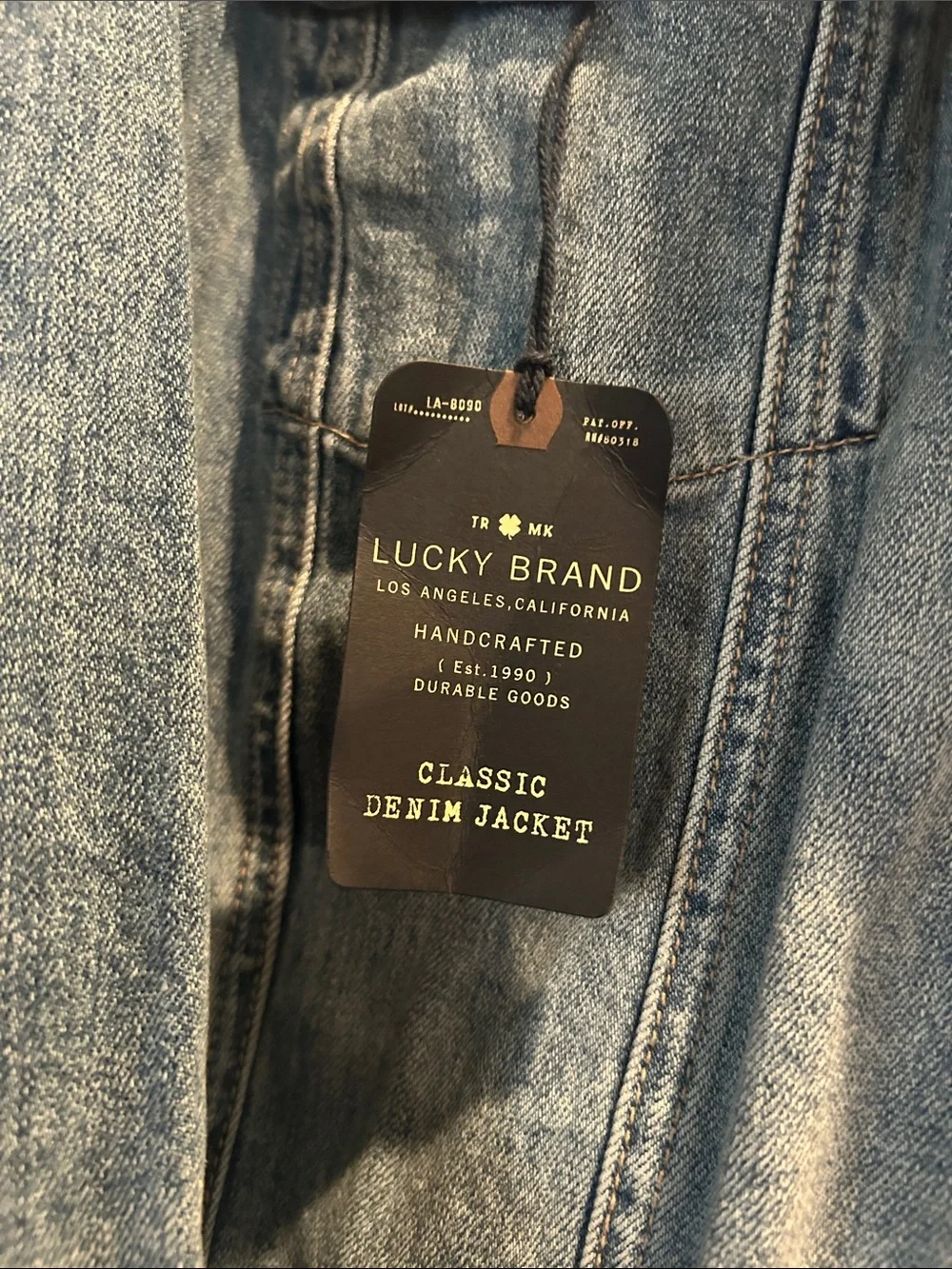 Lucky Brand Light Blue Denim Jacket with Red Heart Patch